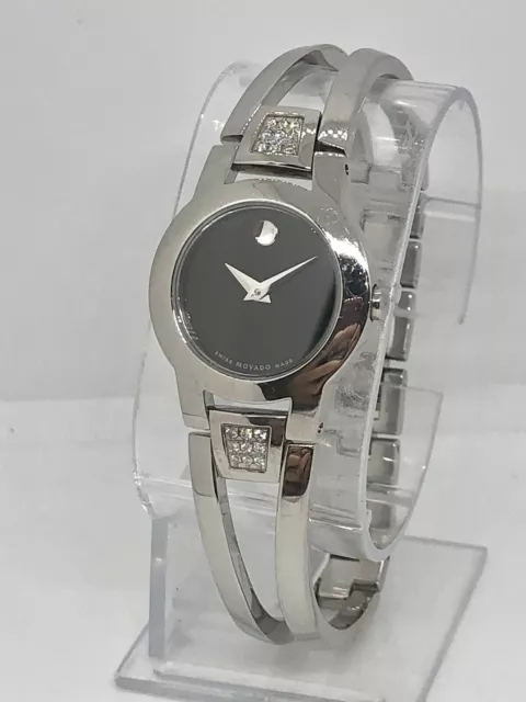 Movado Amorosa Museum Silver Real Diamonds Women's Watch 0604982SD $1195