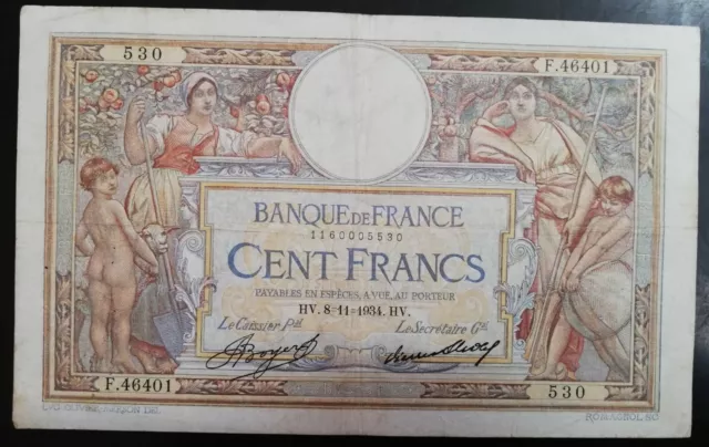 Billet Français 100 Francs Merson Départ 1 Euro