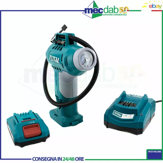 COMPRESSORE AD ARIA Compressa Portatile A Batteria 20V 2Ah Con Manometro  Total EUR 42,90 - PicClick IT