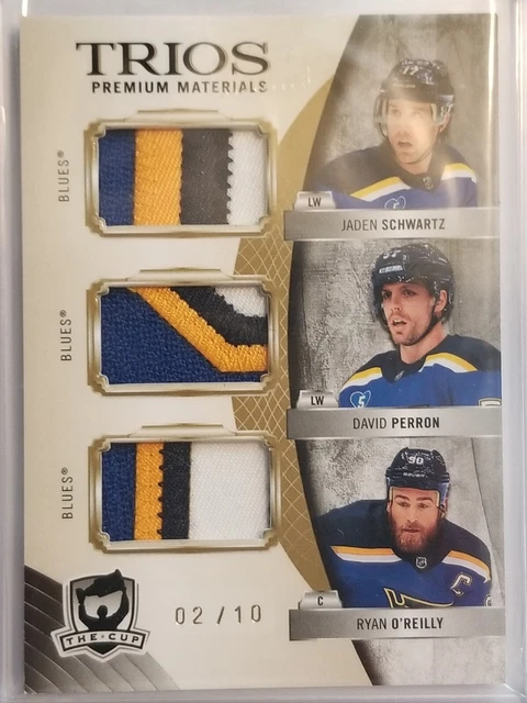 Schwartz/ Perron / O'Reilly 2020-21 The Cup Hockey TRIOS PATCHES 02/10 SP Blues