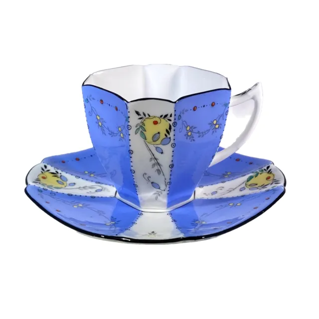 RARE Shelley Queen Anne 1927 Art Deco Demitasse Coffee Large Fruit Duo #11591/8