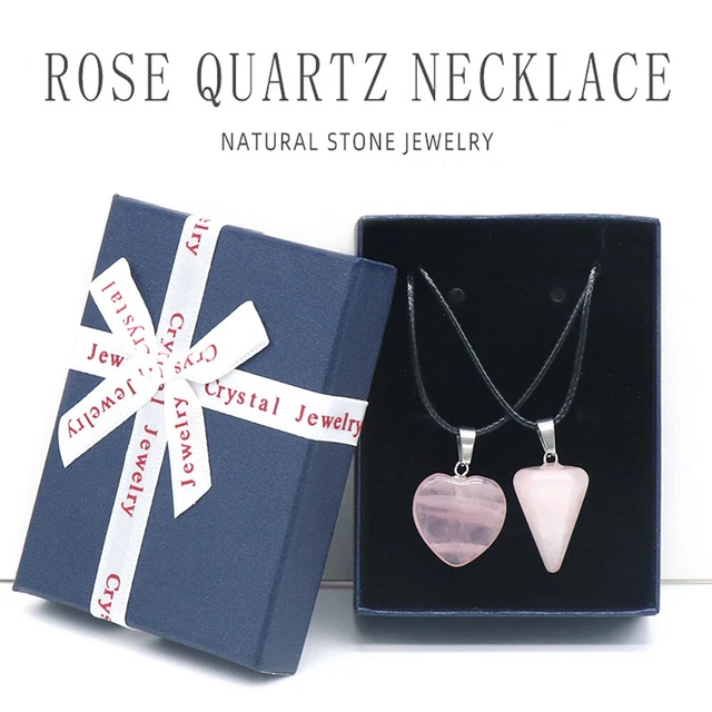 Chakra Rose Quartz Crystal Pendulum Pendant Necklace Gemstone Healing Natural