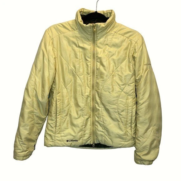 Columbia Titanium Tech Jacket Coat Light Yellow Fleece Lined Medium
