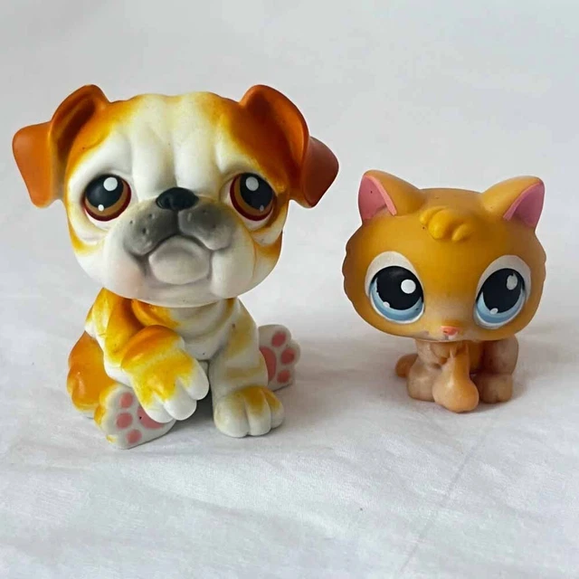 LPS Littlest Pet Shop Pets Pairs #46 Bulldog & #47 Kitten Cat Set Lot