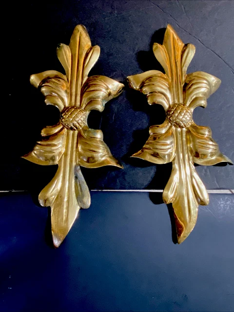 VTG HOLLYWOOD REGENCEY PAIR BRASS BOW CURTAIN Window Drape TIE BACK HOLDER Parts