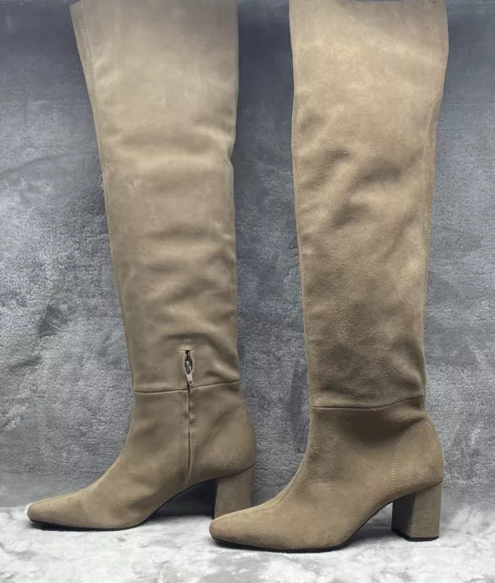 Zara Suede Tall Knee High Boots Size 38 Beige Women’s