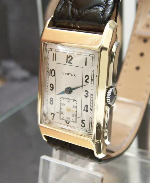 1936 Art Deco Antique Solid 2 Tone  White / Yellow Gold Vertex Watch Serviced