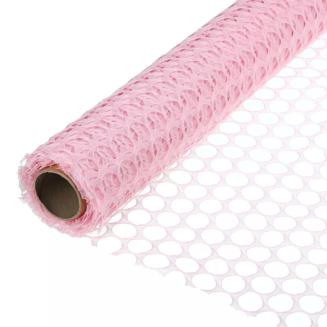 23.6" x 5 Yarda Floral Envoltura Malla Papel 2 Rollo Círculo Neto Claro Rosa