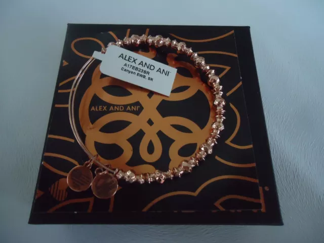 ALEX AND ANI CANYON Shiny Rose Charm Bangle Bracelet New W/ Tag Card