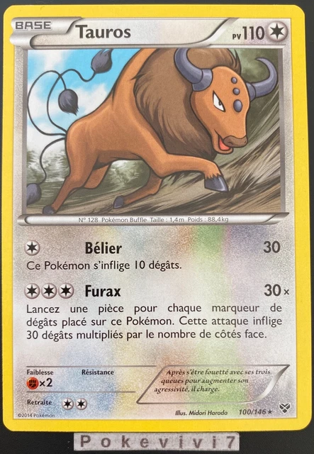 Carte Pokemon TAUROS 100/146 Rare XY1 XY de Base FR