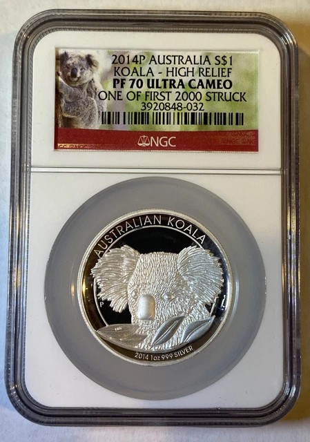 2014 Australia $1 Koala High Relief NGC PF70 Ultra Cameo One of First 2000