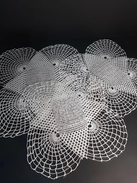 Three White Hand Crocheted Doilies