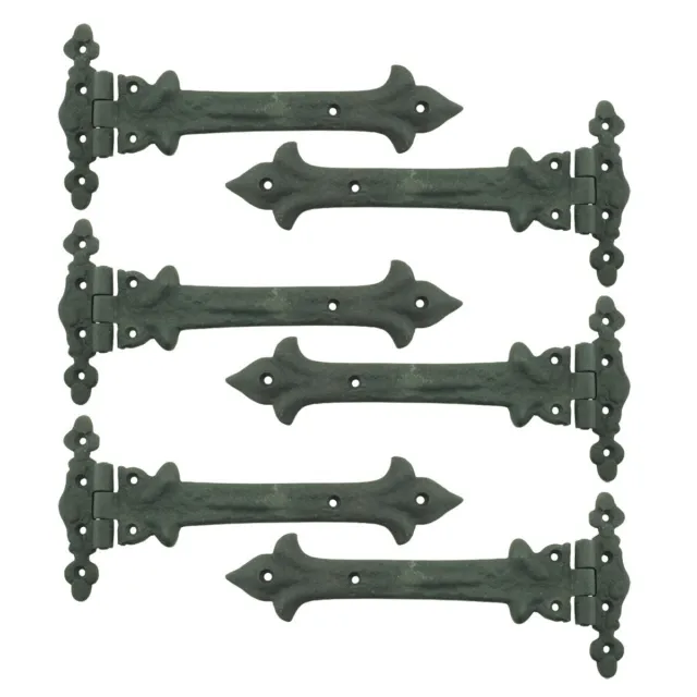Wrought Iron Strap Hinge 9" Southern Charm Rust Resistant Bar Pack of 6