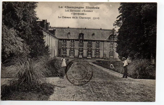 LA CHARMOYE environs d' EPERNAY - Marne - CPA 51 - le Chateau et son personnel