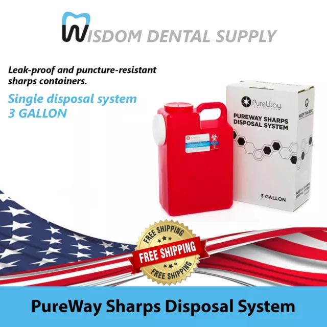 SALE! PureWay Sharps Disposal System - Single. 3 gallon container