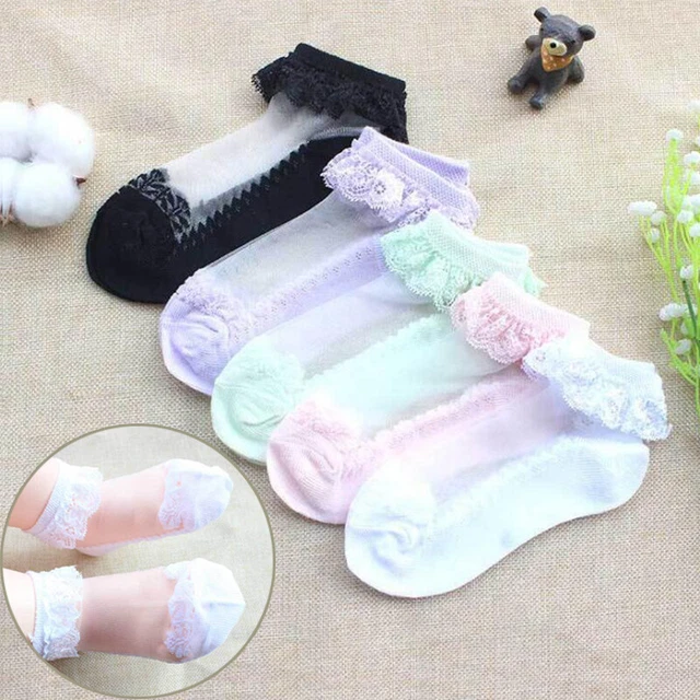 Calzini Bambini Bambini Estate Sottili Morbidi Ruffles Frilly Princess Calzini di Seta