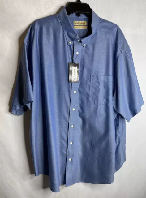 Men's 3X Shirt Roundtree & Yorke Gold Label Short-Sleeve Blue NWT