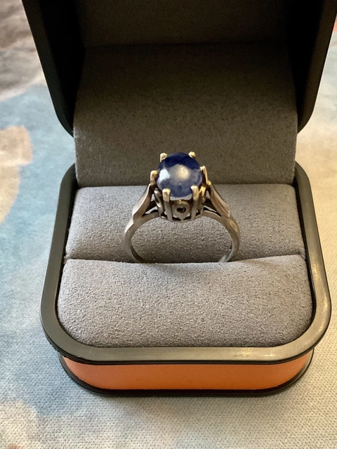 Bague Ancienne Art Déco En Argent Massif Avec Saphir - Tête De Bélier, Occasion