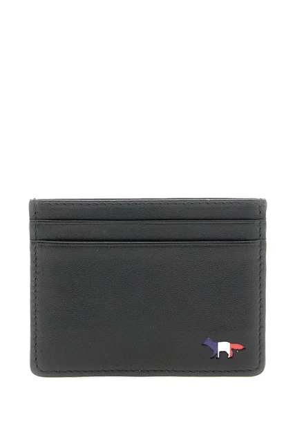 NEW Maison kitsune 'tricolor fox' card holder JU05331LC0031 BLACK AUTHENTIC NWT