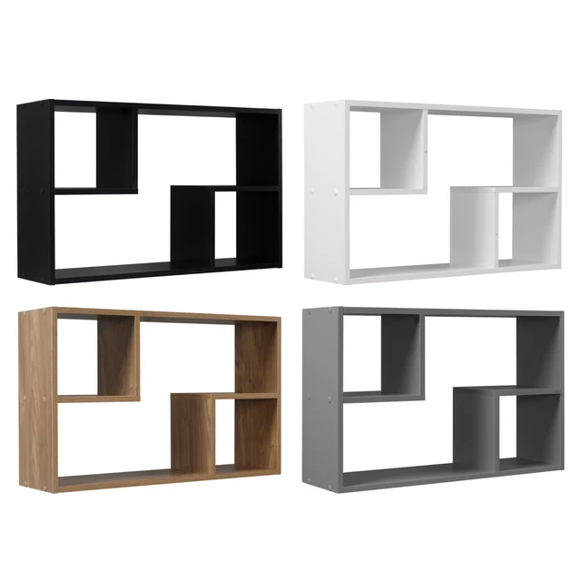 SPACE SAVING FLOATING Wall Shelves Wooden Bookshelf Storage Unit