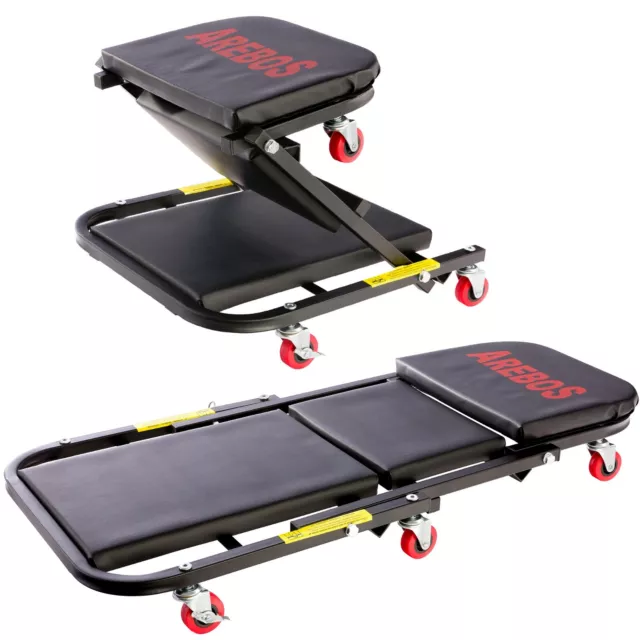 AREBOS Carrello per Montaggio 2in1 fino a 150 kg Carrellino Sgabello da Officina