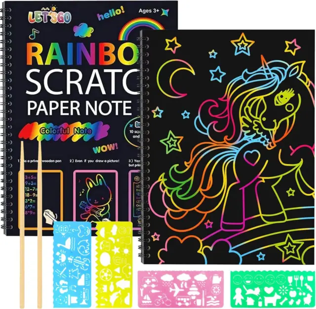 Hovetne 4 Pack Scratch Art for Kids, Magic Rainbow Scratch Art