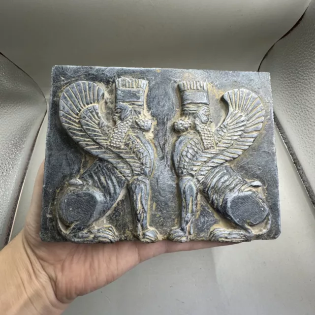 Ancient Near Eastern Two Winged Lamassu Image Stone Tablet e