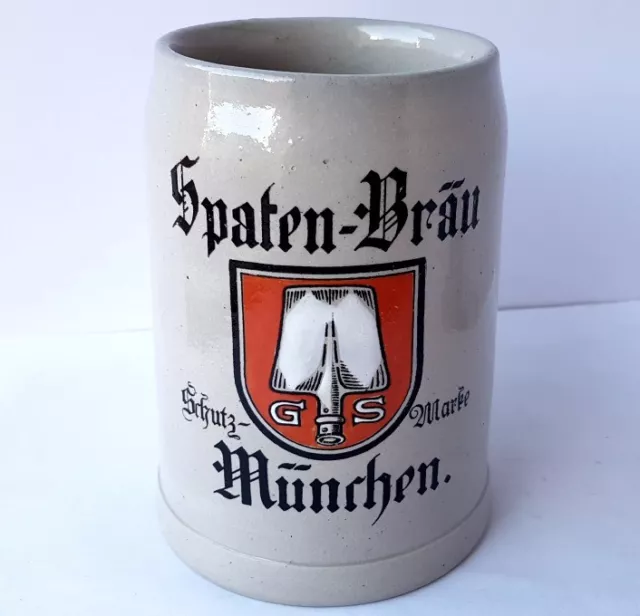 Ceramics Pitcher Beer Jug Spaten-Bräu Munich about 1900 AL1045