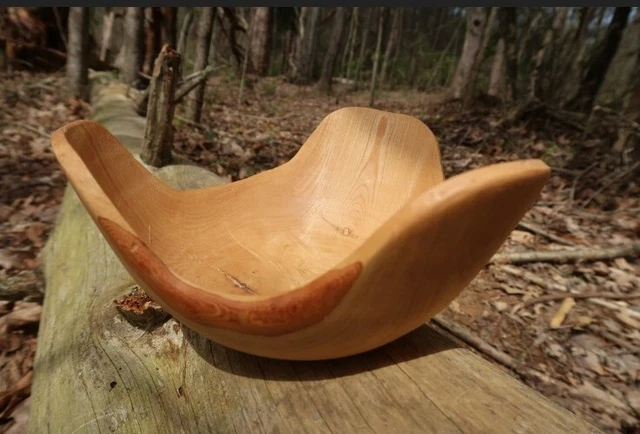 Handmade Wood Turned Oak Odd-Shaped Bowl, wood art, hand carved bowl, rustic