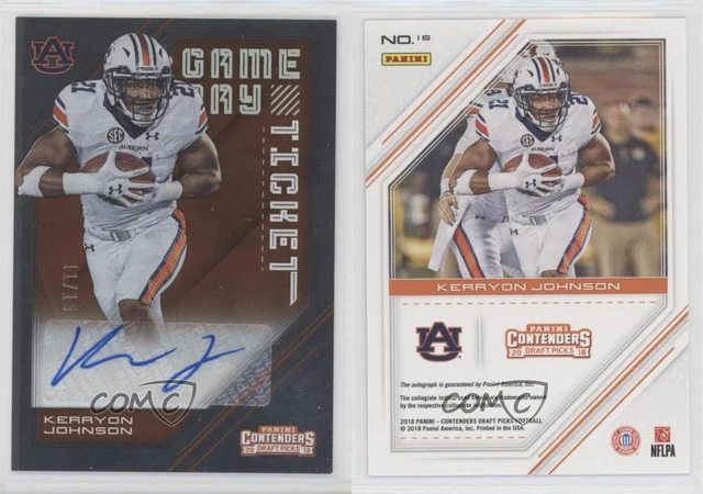 2018 Contenders Draft Picks Game Day Tickets /15 Kerryon Johnson Rookie Auto RC
