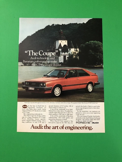 1982 1983 Audi Gt Coupe Vintage Original Print Ad Advertisement Printed A1
