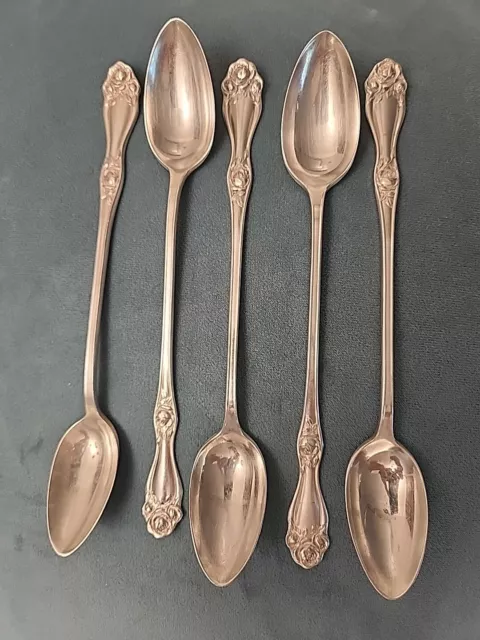 Teaspoons Holmes & Edwards XIV  Antique 1909 American Beauty Rose 5 Pieces