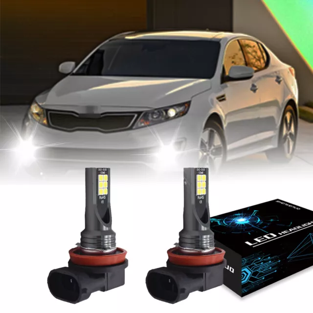 H8 LED Fog Light Bulb 6000K Bright White For KIA Optima 2011 2012 2013 2014 2015