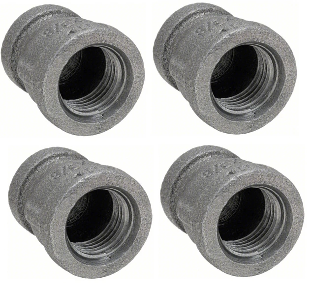 5 pcs) 1/2 x 3/8" Reducing Couplings Mall Iron Female NPT Threaded Class 150 USA
