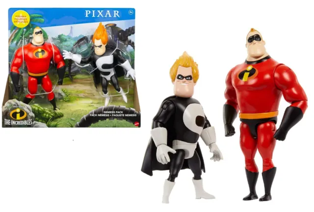 New Disney Pixar The Incredibles Mr Incredible & Syndrome Nemisis Toy Figure Set