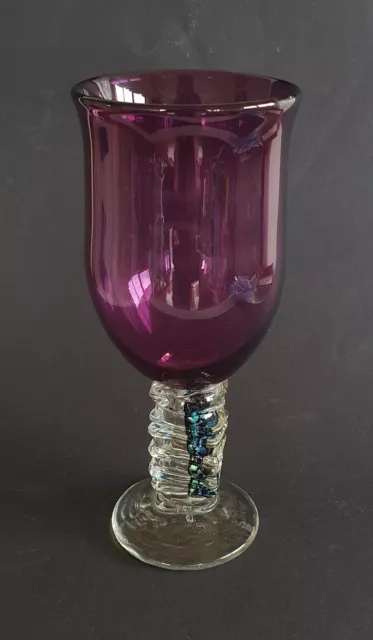 Don Wreford Australian Studio Art Wine Glass 19.2cm dichroic, Signed 2002