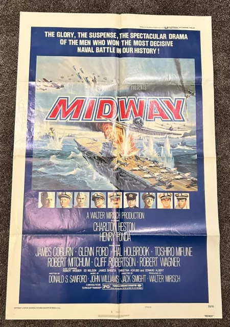 Original 1976 Midway 1-sheet Movie Poster 27x41- Charlton Heston Henry Fonda