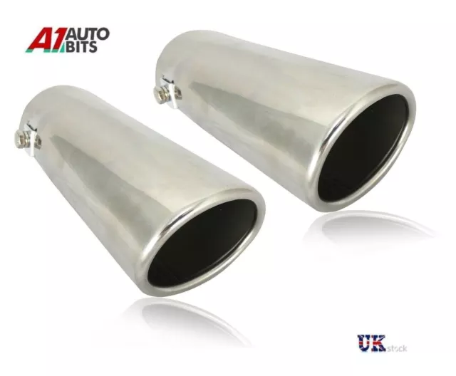 2x 60mm Chrome Car Straight Tail Exhaust Pipe Tip End Trim Sports Racing Muffler