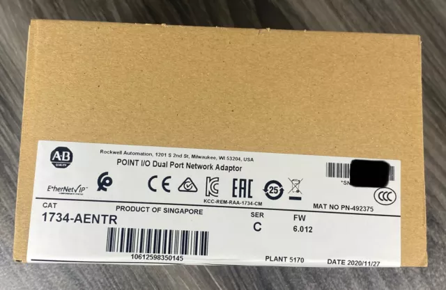 New Factory Sealed AB 1734-AENTR Point I/O Dual Port Adaptor Module 1734AENTR