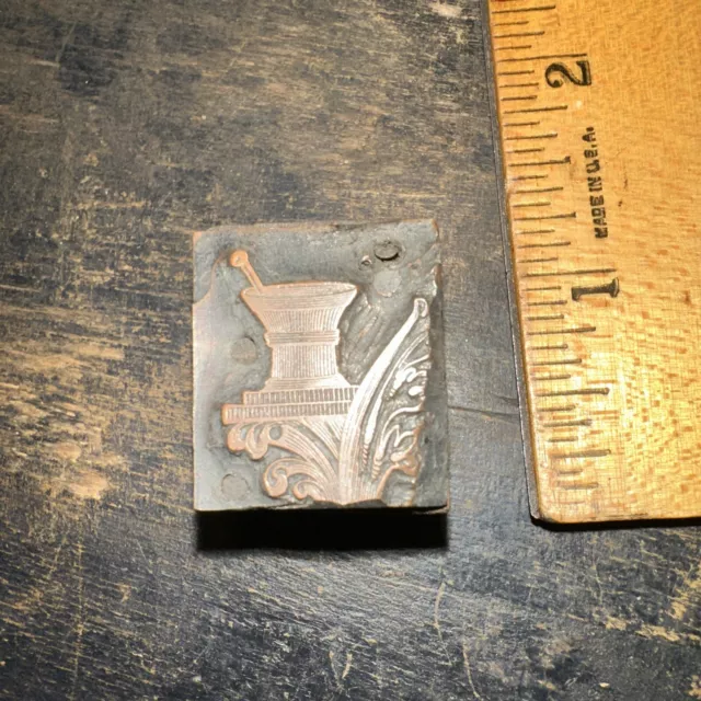 Printing Block “ Apothecary Logo ” Great Details, Copper Face.