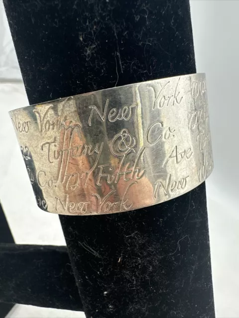 Tiffany & Co Sterling Silver Notes Collection Wide Script Cuff Bracelet