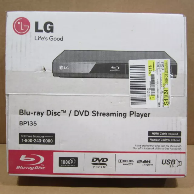 LG BP135 Black Blu-Ray Disc DVD Streaming Player with Remote Control  Sealed Box