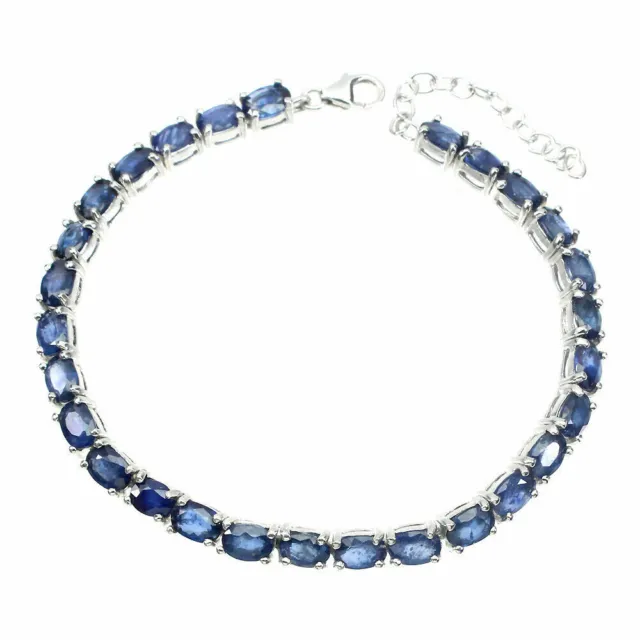 Shola Vrai Naturelle Bleu Saphir Bracelet Chauffé Uniquement Sterling B228