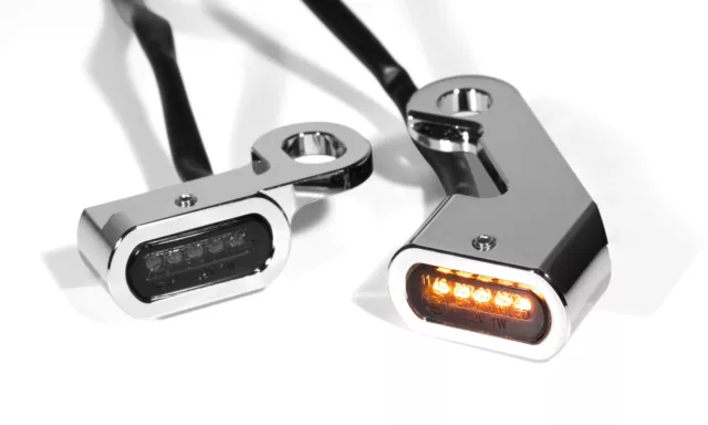 Mini LED Blinker Chrom Lenkerarmatur f. Harley Softail 2015-, E-Glide 09-16 FLH