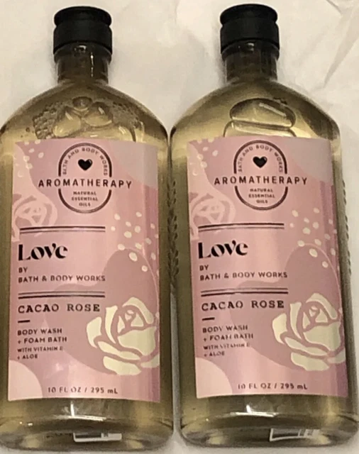 X 2 Bath & Body Works Aromaterapia LOVE Cacao Rosa Baño de Espuma Lavado Corporal 10 Oz