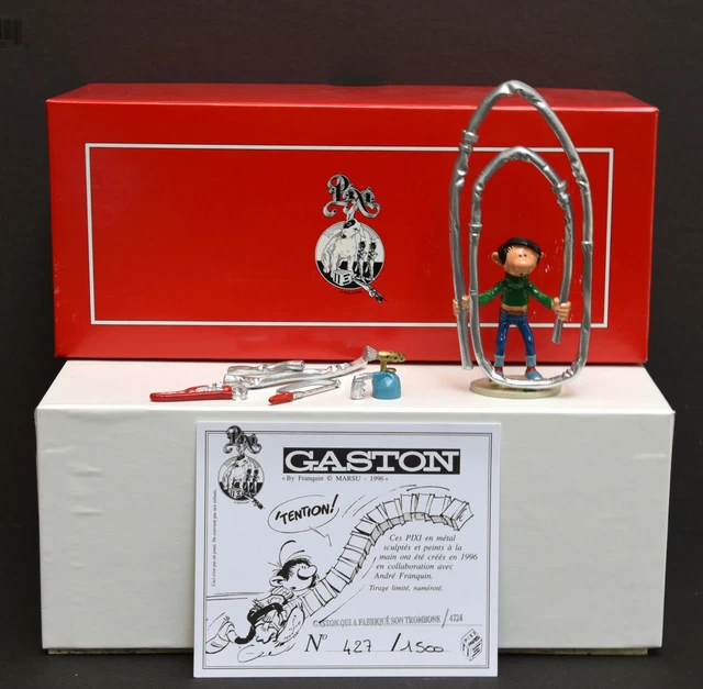 Figurine Pixi Franquin - Gaston Cycliste Avec Maillot à Pois Rouge Et Vélo Jaune - 2006
