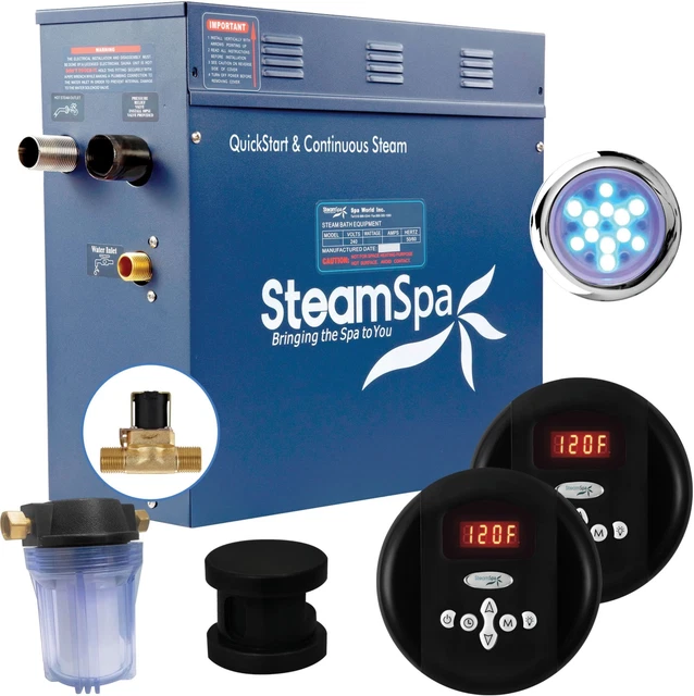 Generador de baño de vapor SteamSpa RY900-A Royal 9 KW QuickStart - negro
