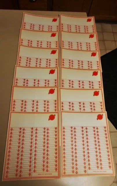 Vintage Cardboard Punch Boards By Hamilton  Mfg Lot Of 12 Each W/ 100 Punch Outs