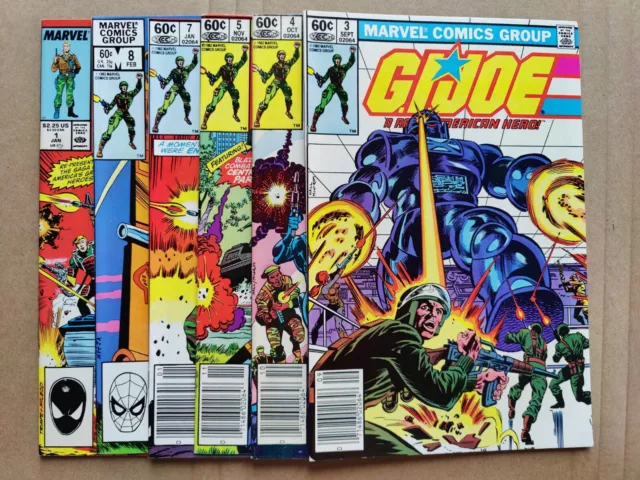 Lot x6 G.I. Joe: A Real American Hero 3 4 5 7 8 1st Print + Reprint #1 1982 1983