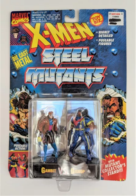 NEW Vintage 1994 Toy Biz Diecast X-Men Steel Mutants Gambit vs Bishop Figures